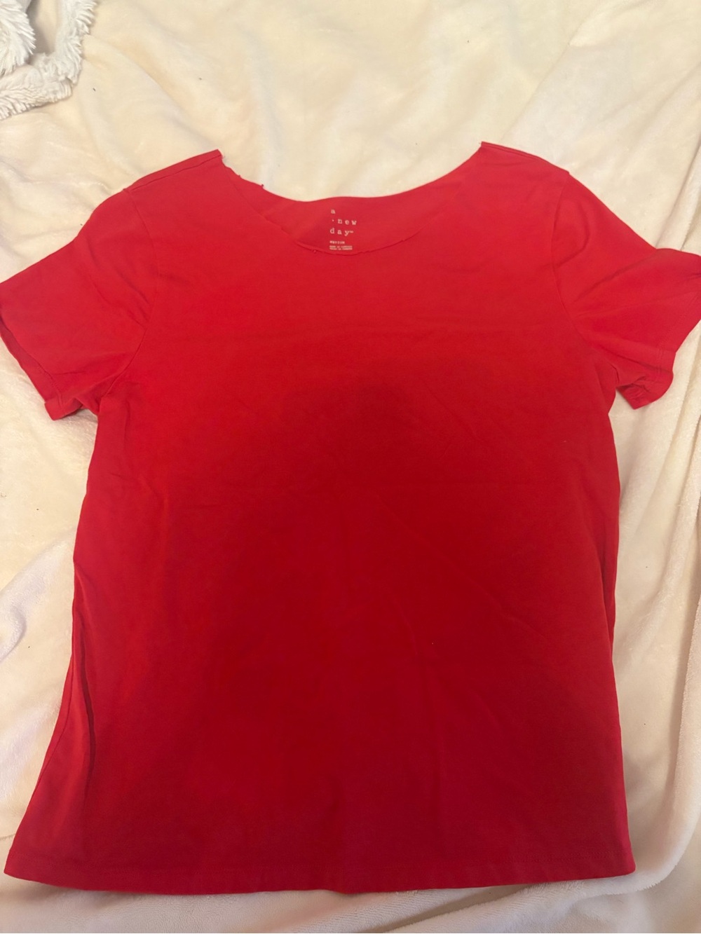 a new day Red Short Sleeve Crewneck Tee